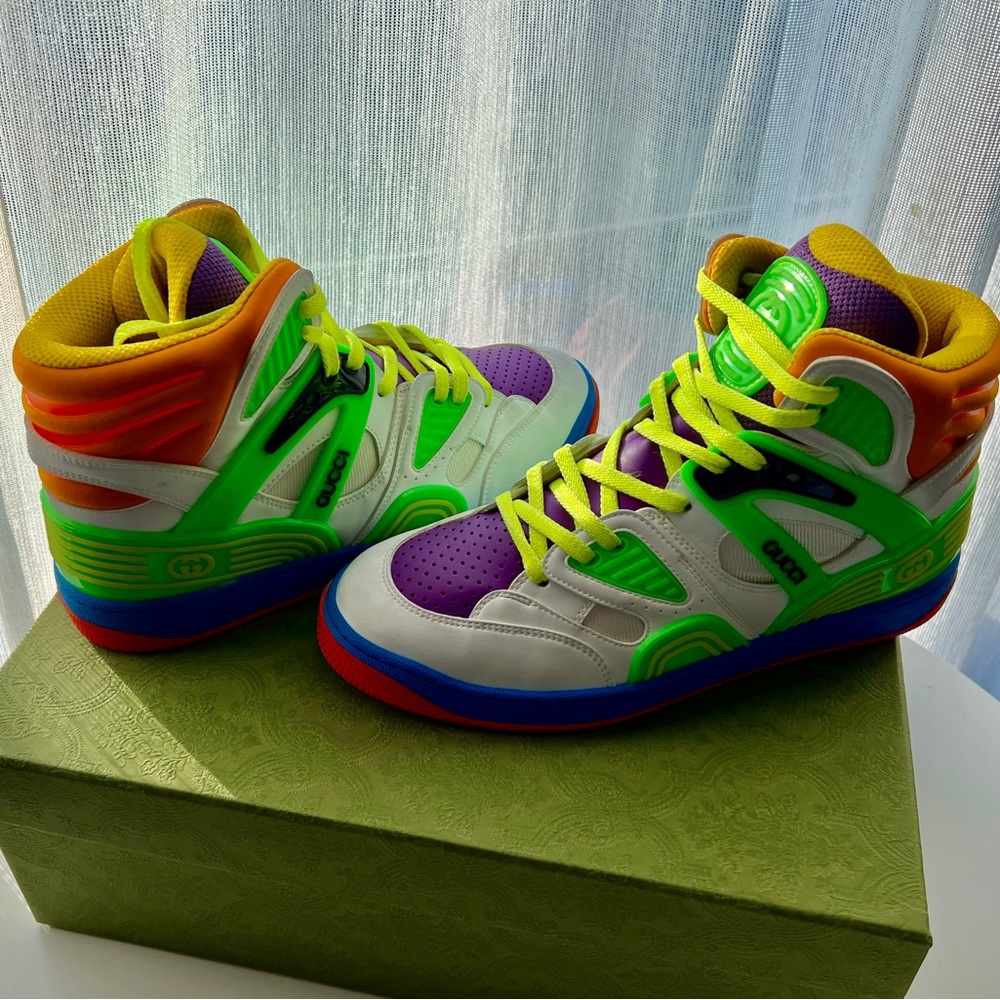 Gucci Authentic Demetra Basket High-Top Sneakers - Picture 11 of 13